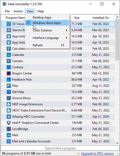 Geek Uninstaller 卸载微软商店应用