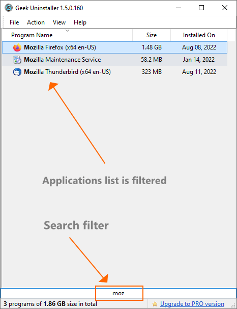 Geek Uninstaller 快速搜索