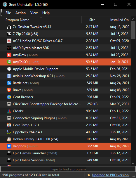 Geek Uninstaller 暗色模式